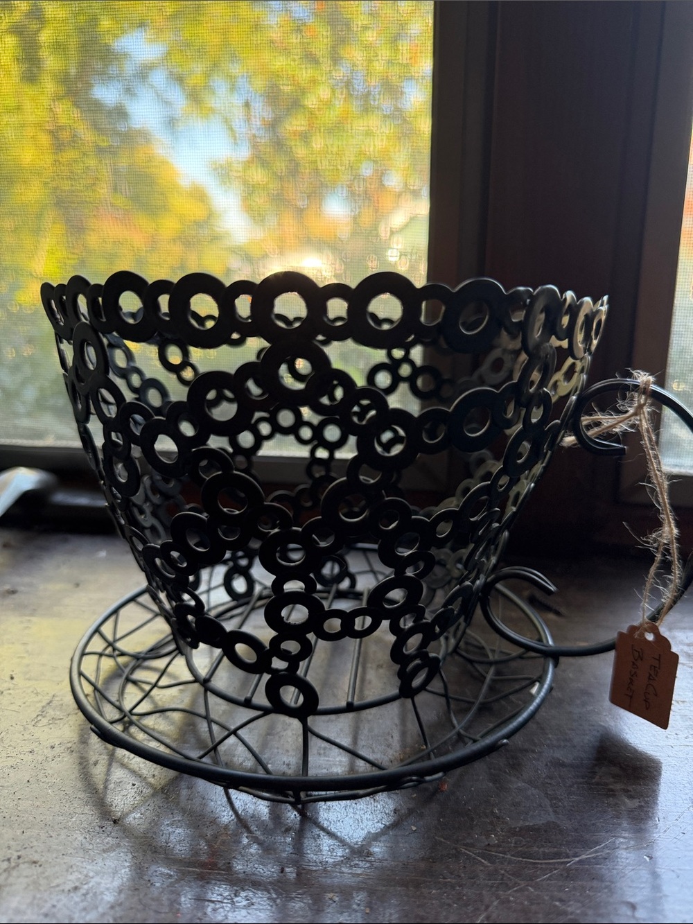 Black Decorative hand welded tea cup - Home Accents